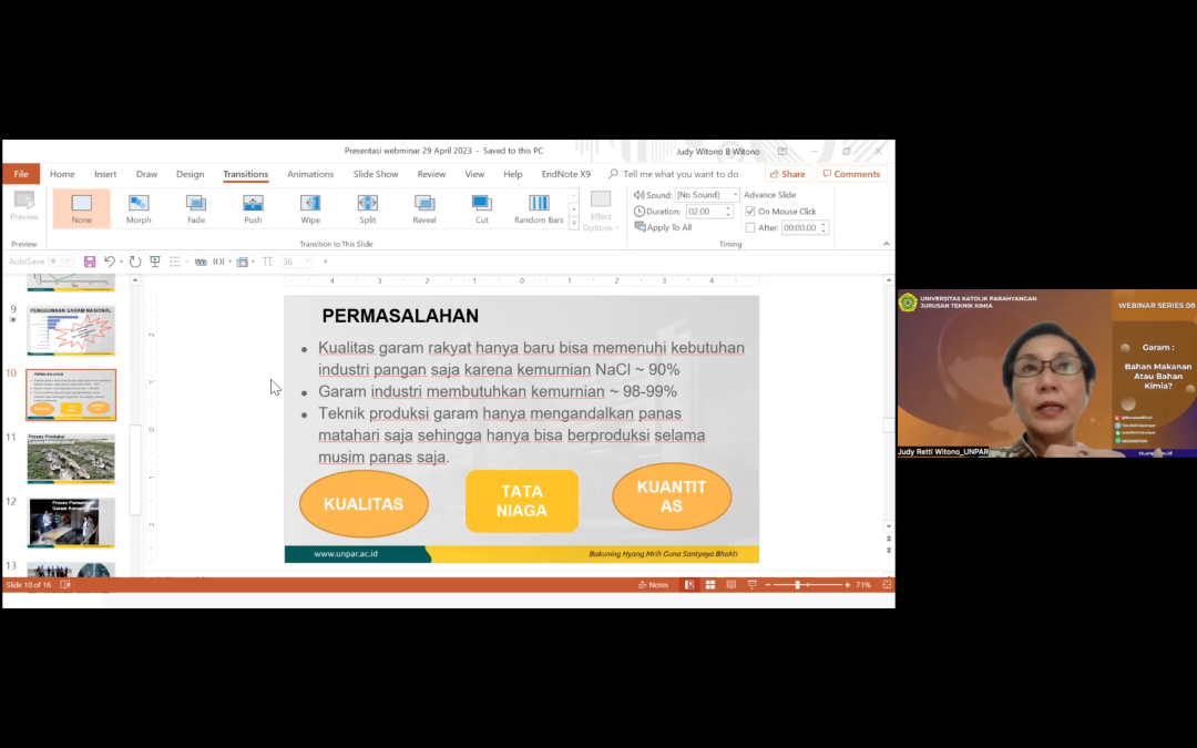 WEBINAR SERIES 8 “Garam: Bahan Makanan atau Bahan Kimia?”